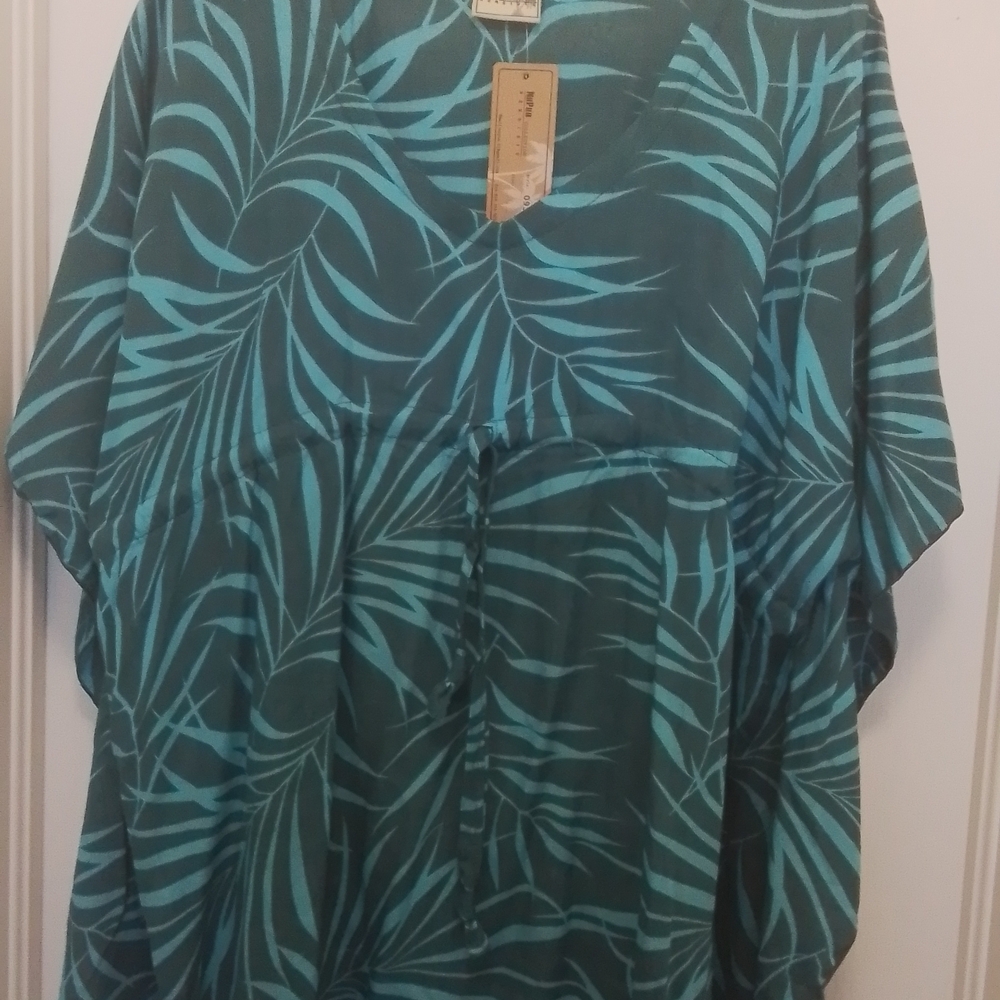 Tropical Green Swim Coverup